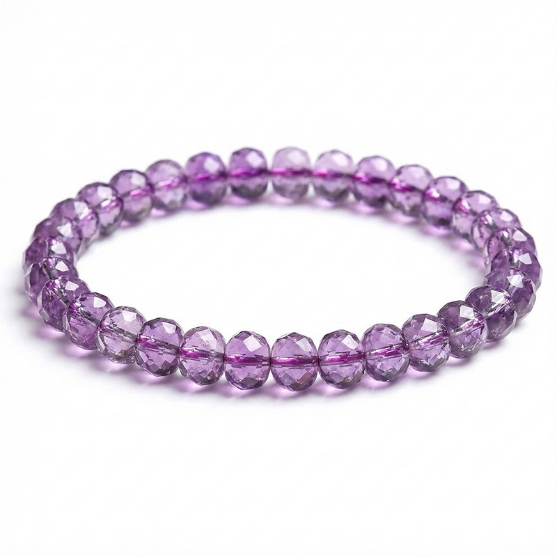 Faceted Ice Amethyst Bead Bracelet